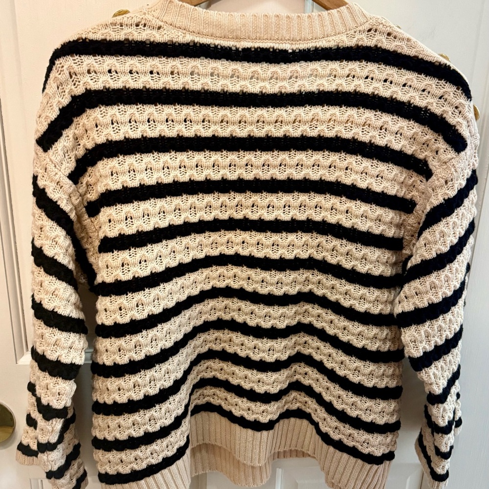 Marled Black and Cream Striped Sweater - Picture 5 of 5